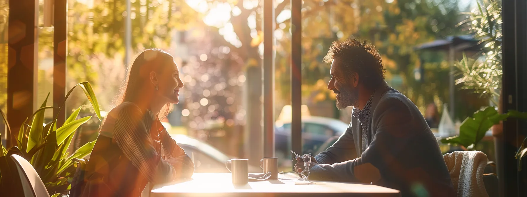 two individuals sitting at a table, discussing and negotiating the terms of a real estate offer.