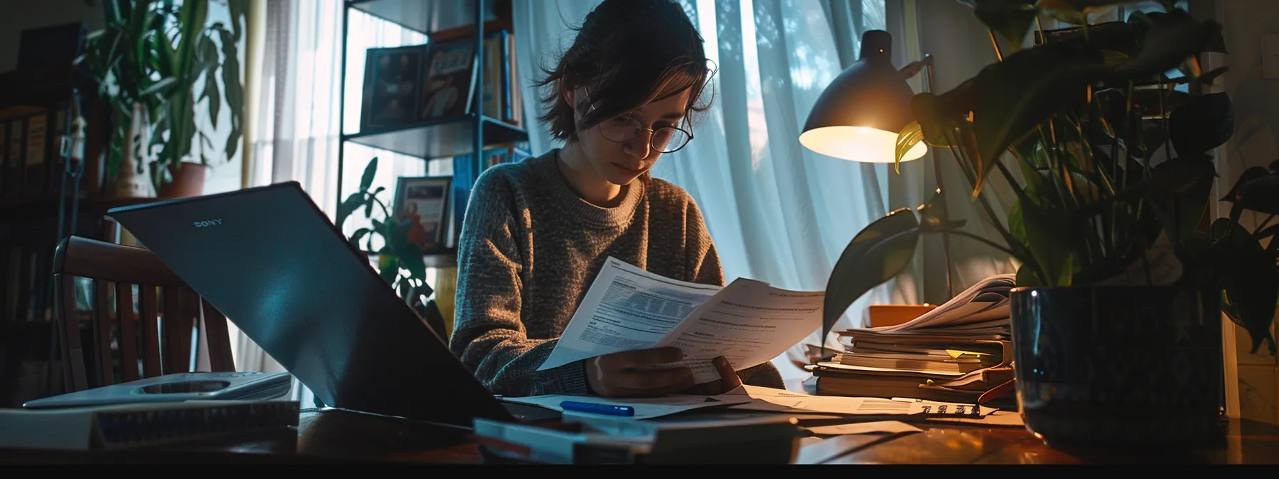 a person organizing financial documents, checking credit score, and saving money in preparation for a san diego mortgage application.