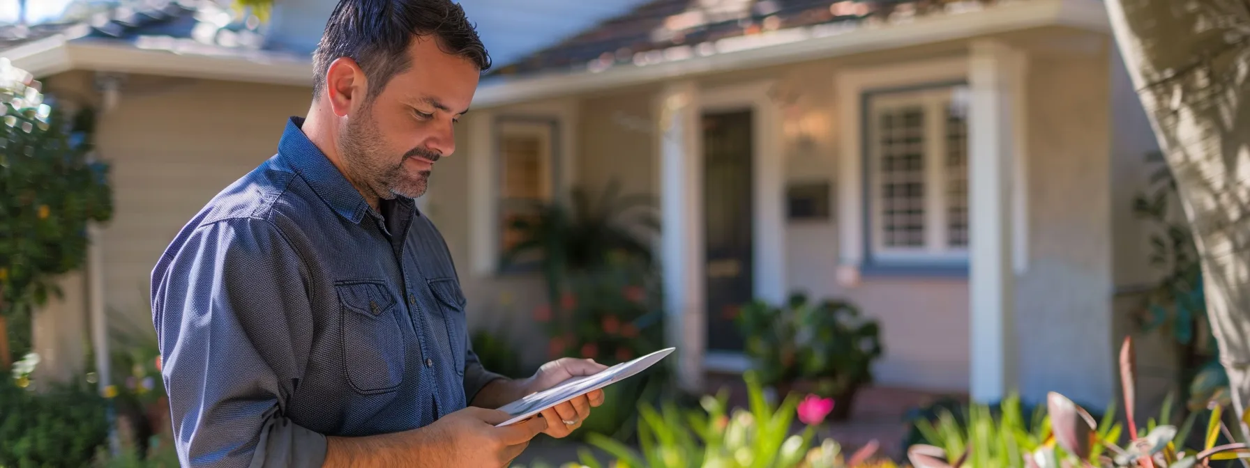a home inspector examining a property in san diego for fha loan eligibility.
