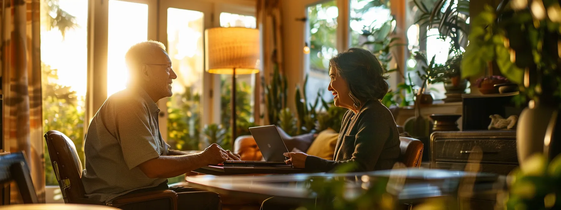 a homeowner discussing mortgage refinancing options with a lender in san diego.