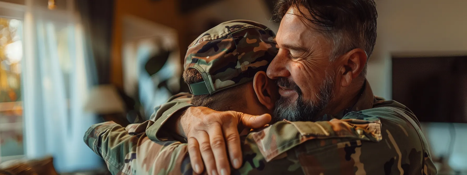 a veteran and active service member enjoying a warm welcome home in their san diego residence, filled with gratitude and pride.
